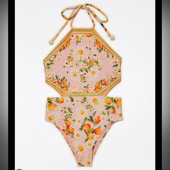 {Farm Rio} Brand New Tangerine Dream One Piece - Picture 3 of 6